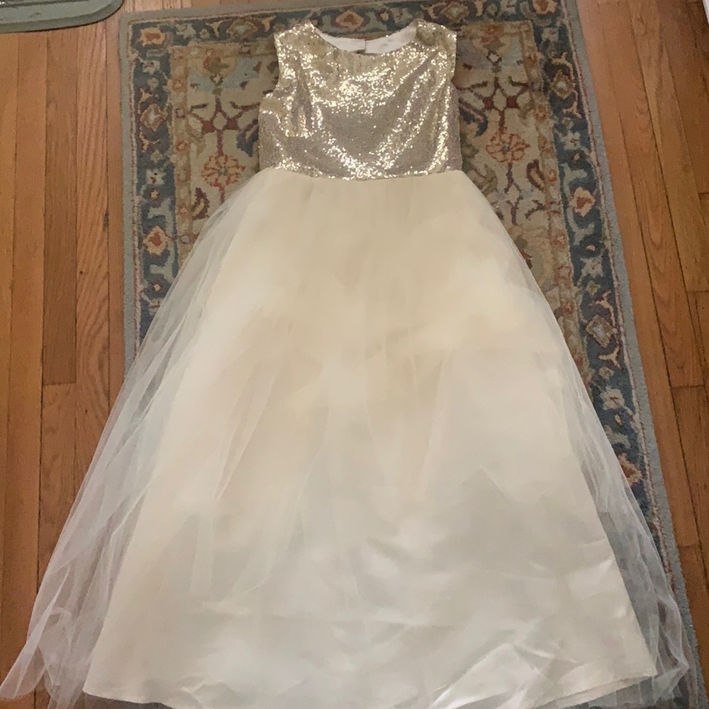 Size 14 champagne gold never worn flower girl dress
